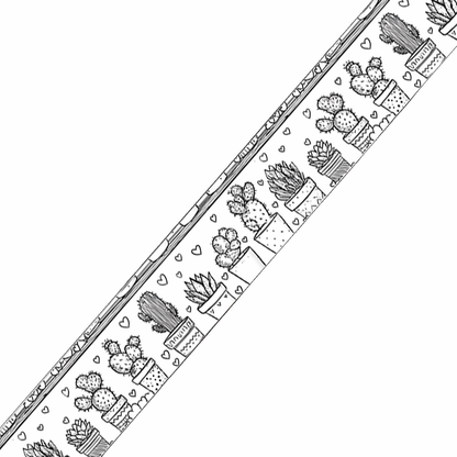 BioThane imprimé – Motif Cactus dessinés noir & blanc