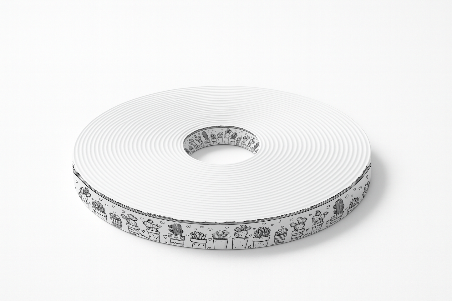 BioThane imprimé – Motif Cactus dessinés noir & blanc