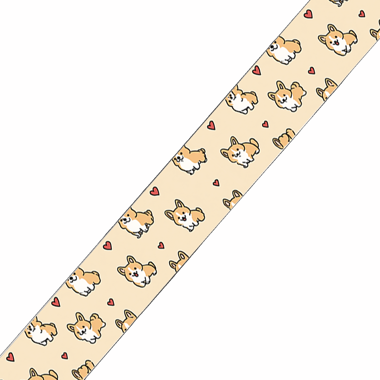 BioThane imprimé – Motif Chiens cartoon & cœurs fond beige