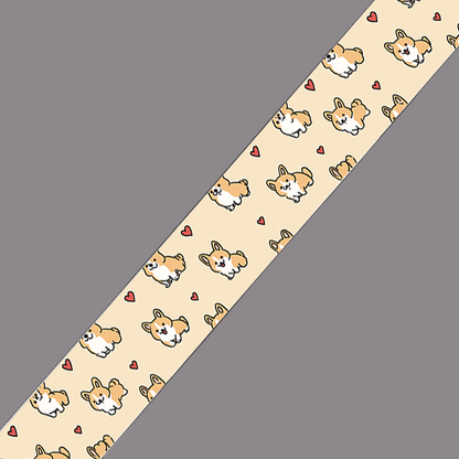 BioThane imprimé – Motif Chiens cartoon & cœurs fond beige