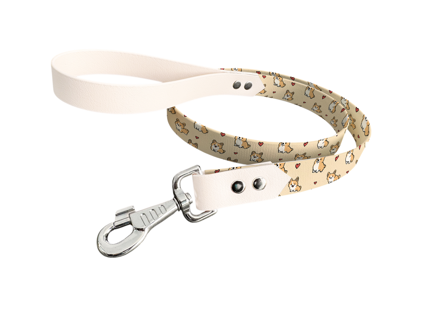 Laisse bicolore en BioThane® avec longe imprimée – Collection Saint Valentin- Coloris au choix