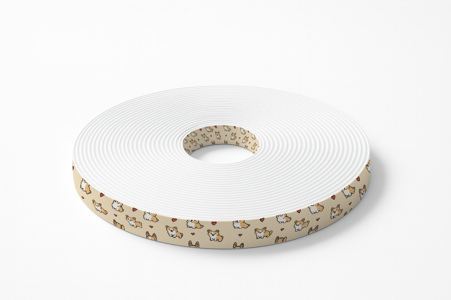 BioThane imprimé – Motif Chiens cartoon & cœurs fond beige