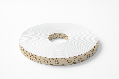 BioThane imprimé – Motif Chiens cartoon & cœurs fond beige