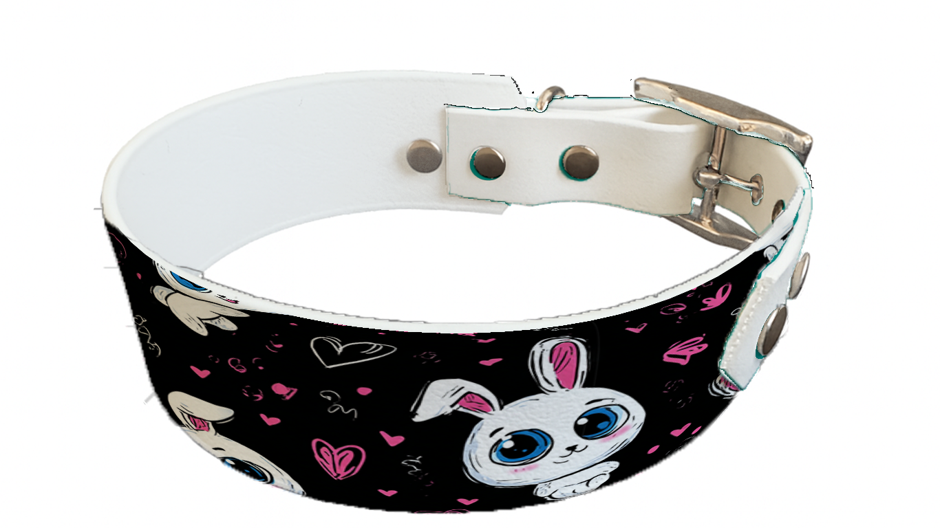 Collier bicolore large pour chien en BioThane® imprimé – Collection Saint valentin– 38/25 mm