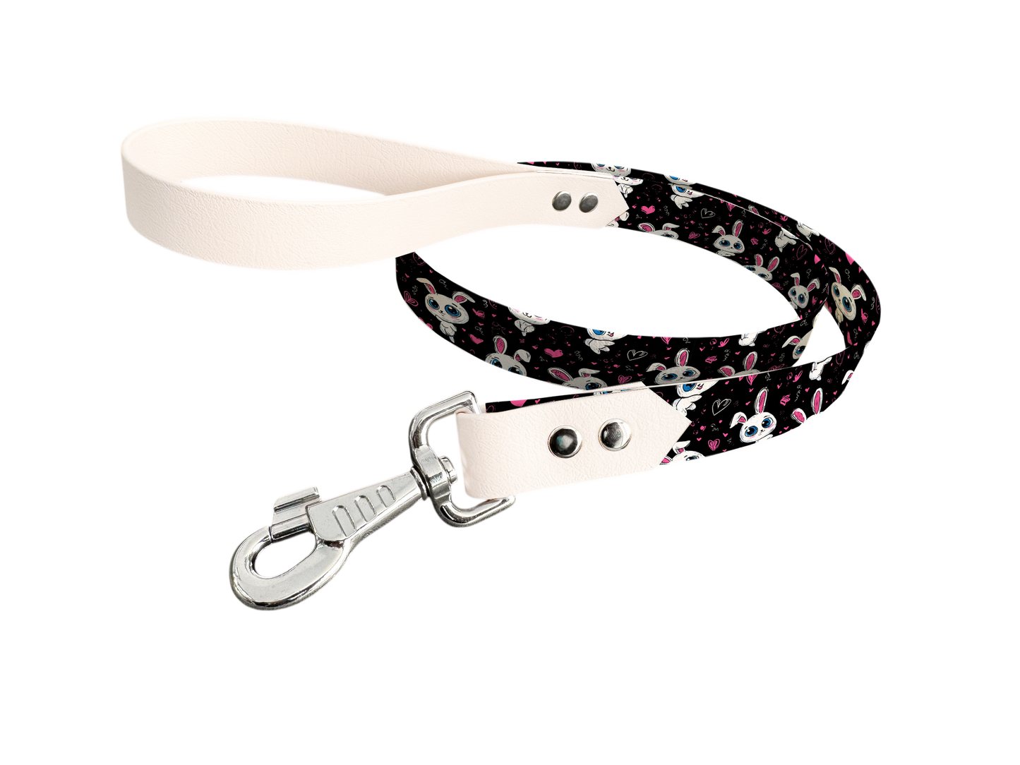 Laisse bicolore en BioThane® avec longe imprimée – Collection Saint Valentin- Coloris au choix