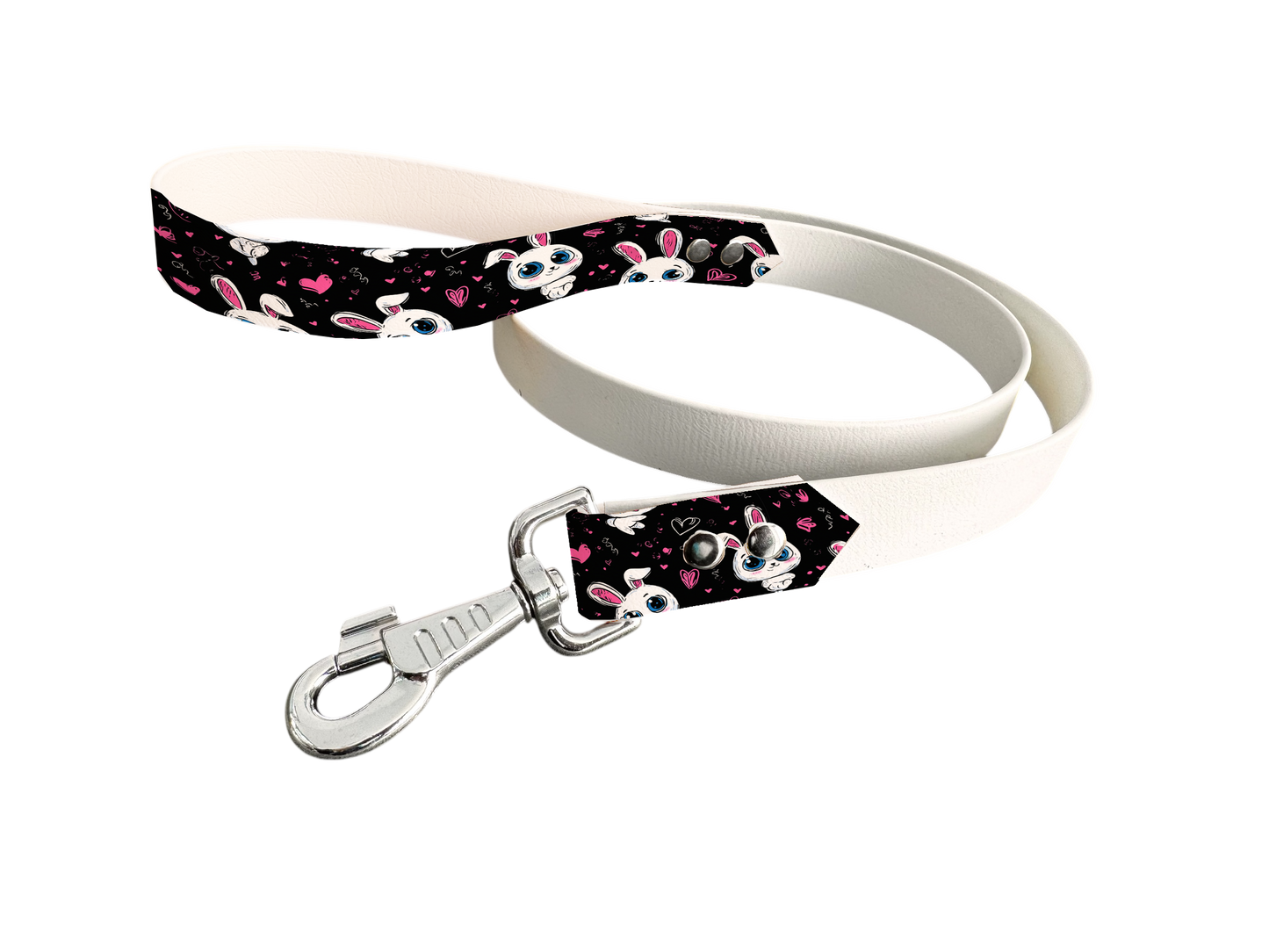 Laisse bicolore en BioThane® avec poignée imprimée – Collection Saint Valentin- Coloris au choix