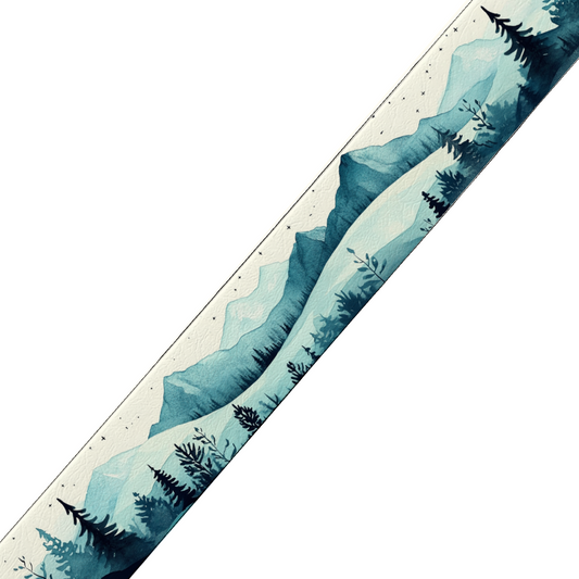 BioThane imprimé - Montagne en aquarelle bleue