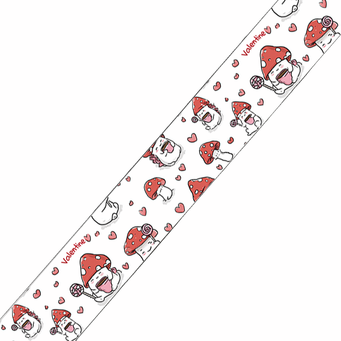 BioThane imprimé – Motif Champignons Valentine & cœurs