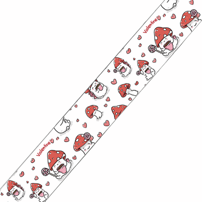 BioThane imprimé – Motif Champignons Valentine & cœurs