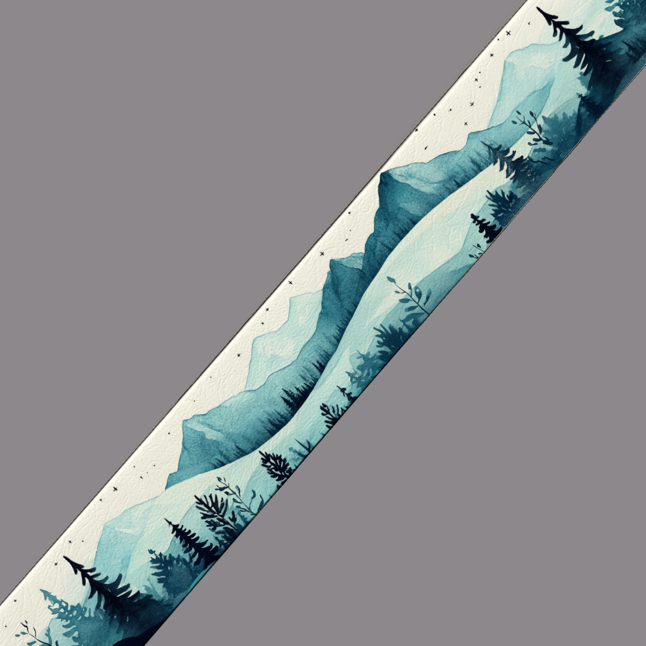 BioThane imprimé - Montagne en aquarelle bleue