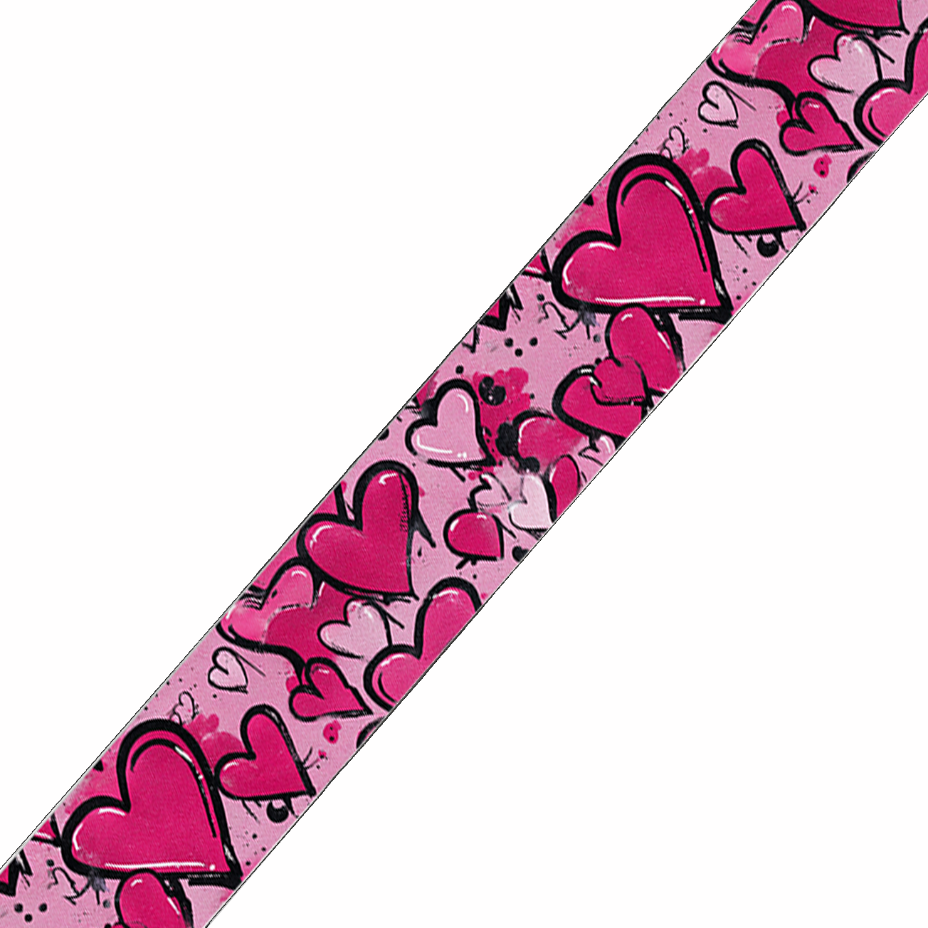 BioThane imprimé – Motif Cœurs graffiti roses