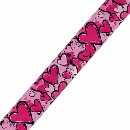 BioThane imprimé – Motif Cœurs graffiti roses