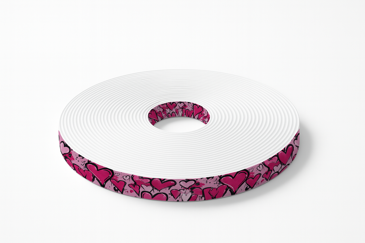 BioThane imprimé – Motif Cœurs graffiti roses