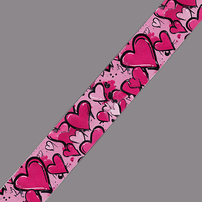 BioThane imprimé – Motif Cœurs graffiti roses