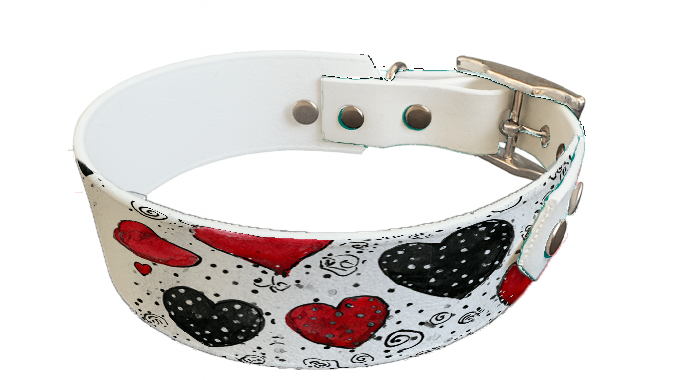 Collier bicolore large pour chien en BioThane® imprimé – Collection Saint valentin– 38/25 mm