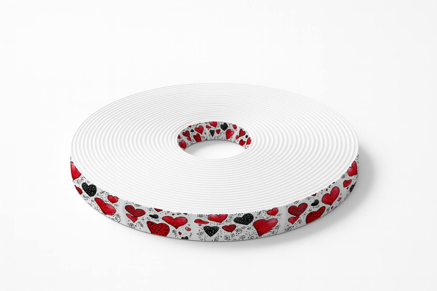 BioThane imprimé – Motif Cœurs rouges & noirs