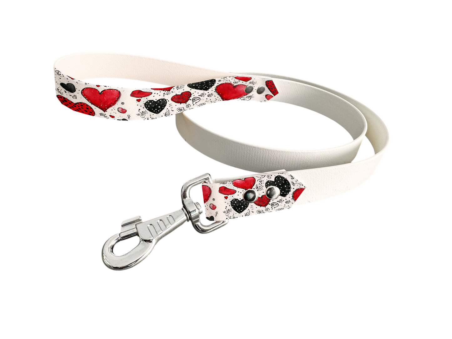 Laisse bicolore en BioThane® avec poignée imprimée – Collection Saint Valentin- Coloris au choix