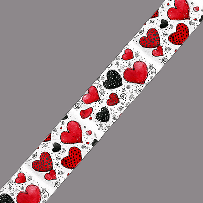 BioThane imprimé – Motif Cœurs rouges & noirs