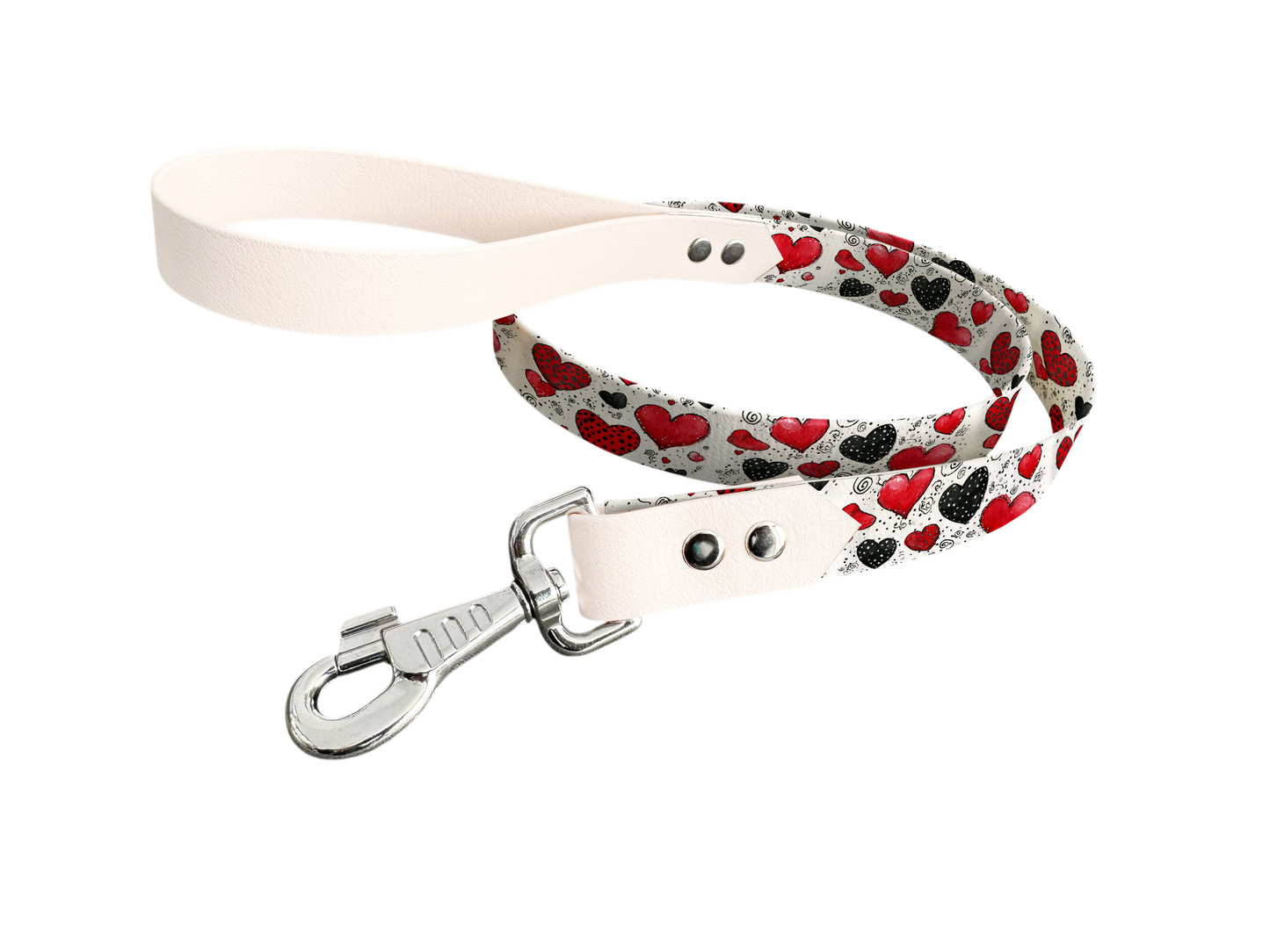 Laisse bicolore en BioThane® avec longe imprimée – Collection Saint Valentin- Coloris au choix