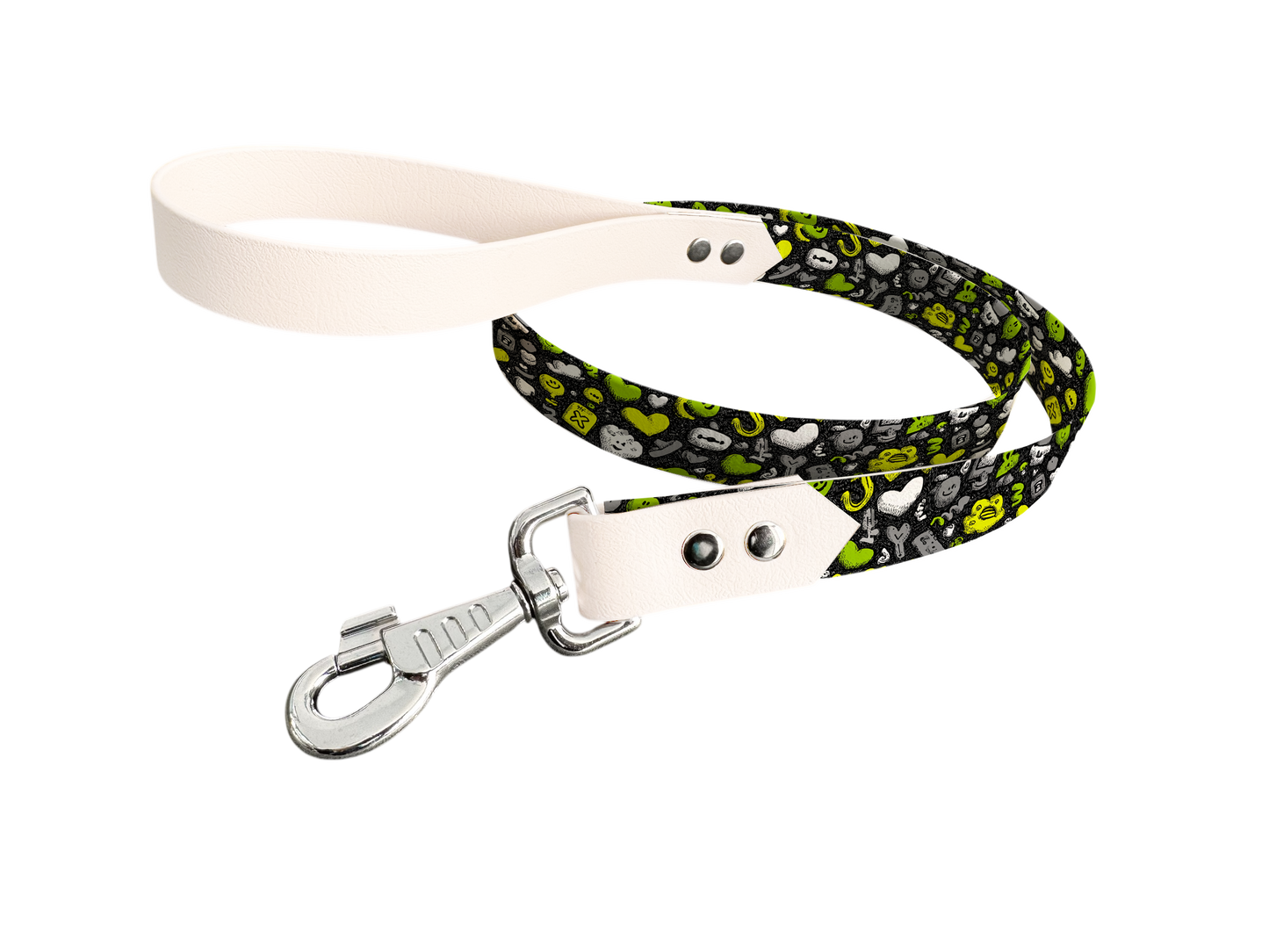 Laisse bicolore en BioThane® avec longe imprimée – Collection Saint Valentin- Coloris au choix
