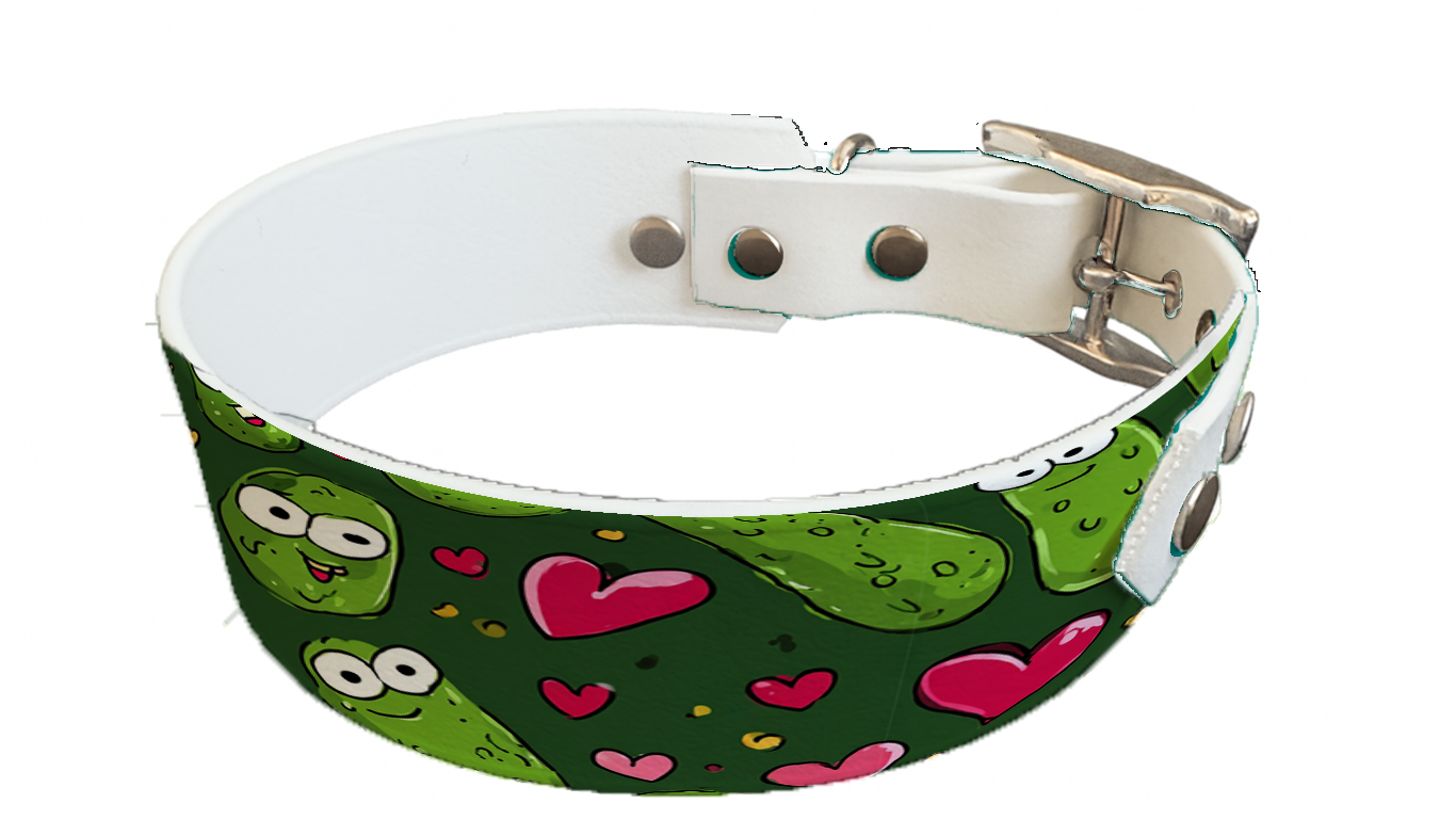 Collier bicolore large pour chien en BioThane® imprimé – Collection Saint valentin– 38/25 mm
