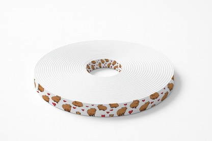 BioThane imprimé – Motif Capybaras cartoon & cœurs rouges