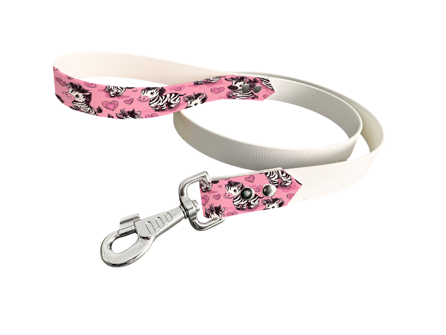 Laisse bicolore en BioThane® avec poignée imprimée – Collection Saint Valentin- Coloris au choix