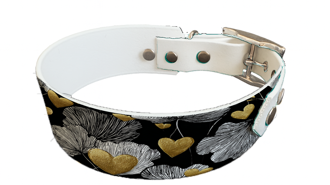 Collier bicolore large pour chien en BioThane® imprimé – Collection Saint valentin– 38/25 mm