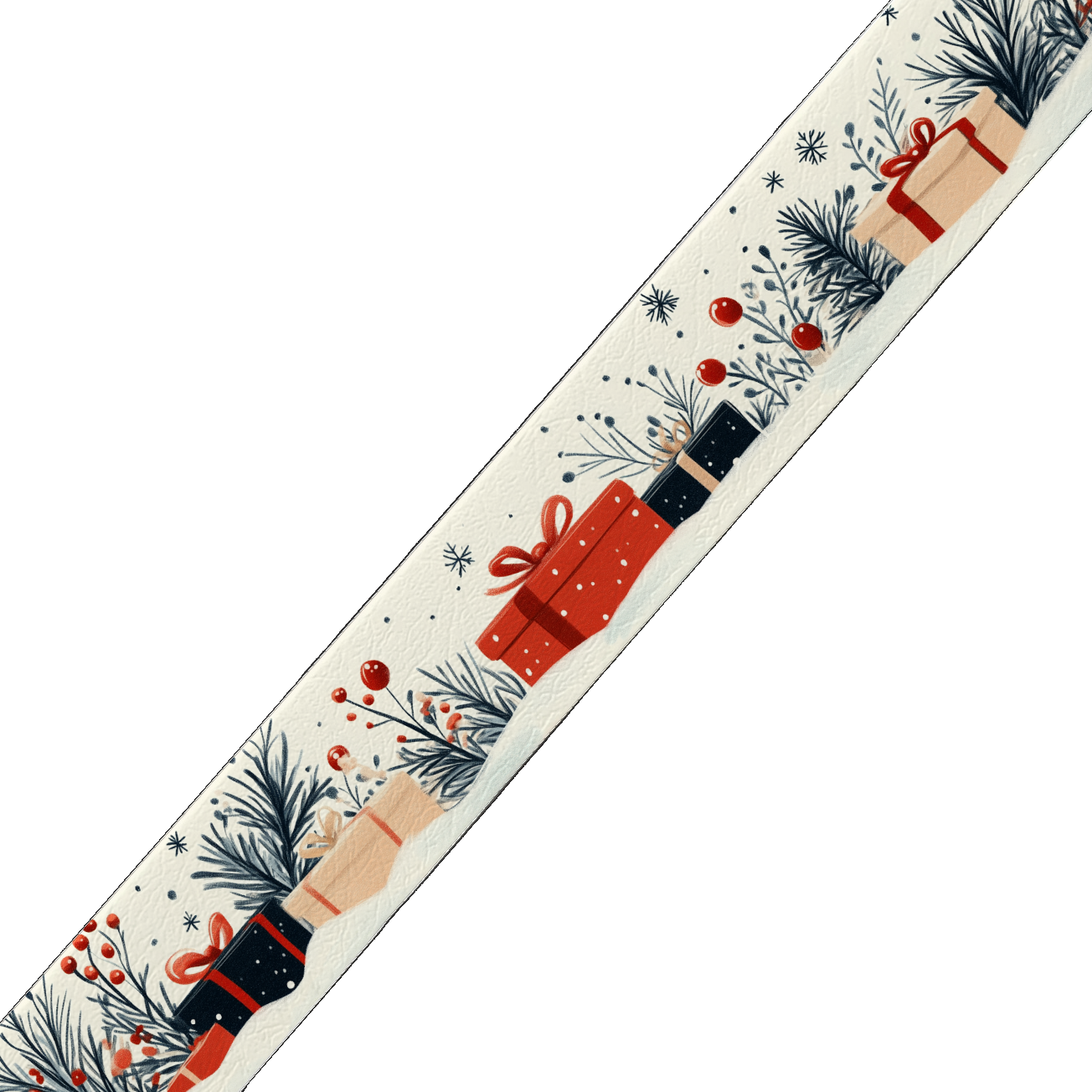 BioThane imprimé – Motif Paquets cadeaux & feuillages d’hiver