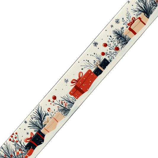 BioThane imprimé – Motif Paquets cadeaux & feuillages d’hiver