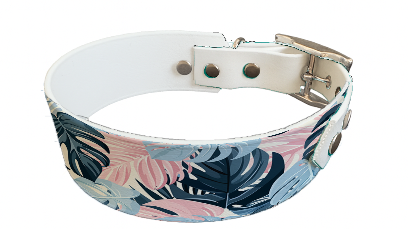 Collier bicolore large pour chien en BioThane® imprimé – Collection Saint valentin– 38/25 mm