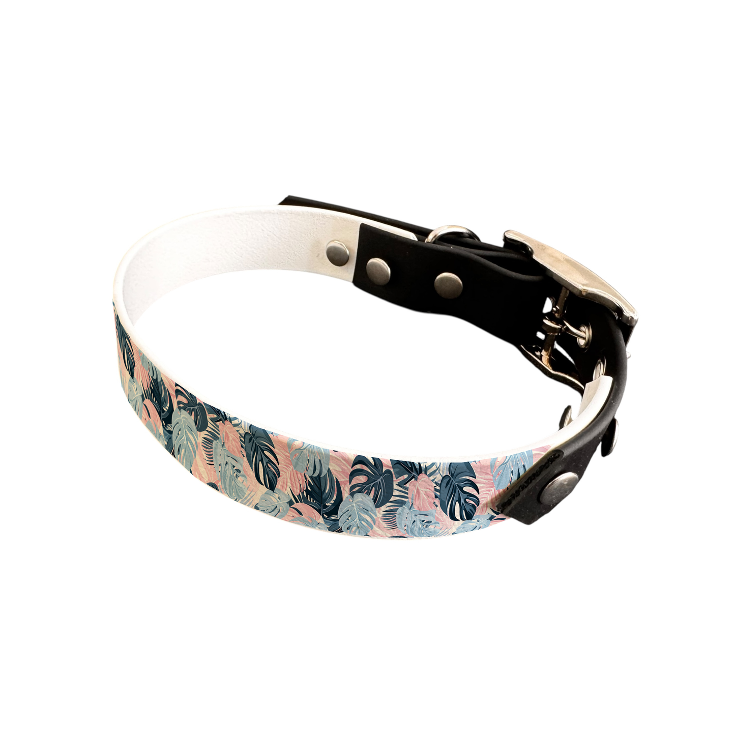 Collier bicolore large pour chien en BioThane® imprimé – Collection plantes et fleurs – 19 mm