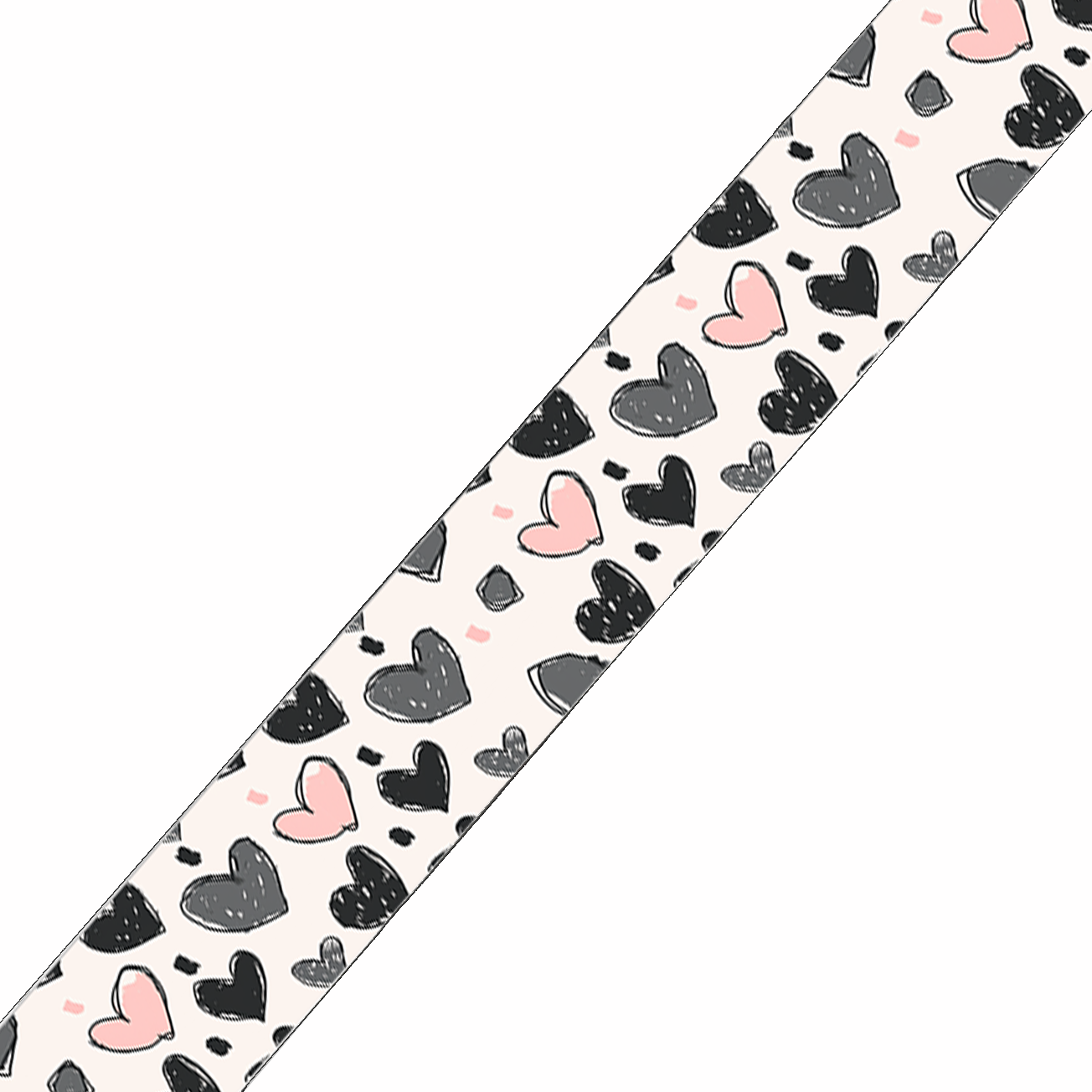 BioThane imprimé – Motif cœurs graphiques noir & rose poudré