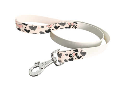 Laisse bicolore en BioThane® avec poignée imprimée – Collection Saint Valentin- Coloris au choix