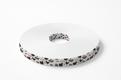 BioThane imprimé – Motif cœurs graphiques noir & rose poudré