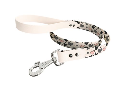 Laisse bicolore en BioThane® avec longe imprimée – Collection Saint Valentin- Coloris au choix