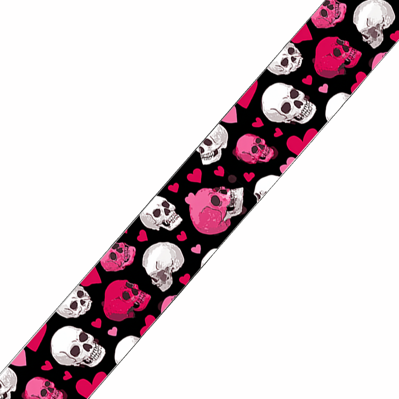 BioThane imprimé – Motif crânes & cœurs rose