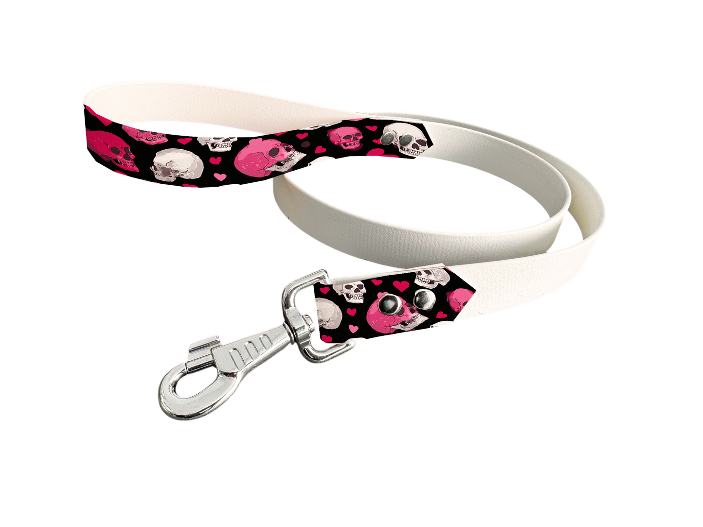 Laisse bicolore en BioThane® avec poignée imprimée – Collection Saint Valentin- Coloris au choix