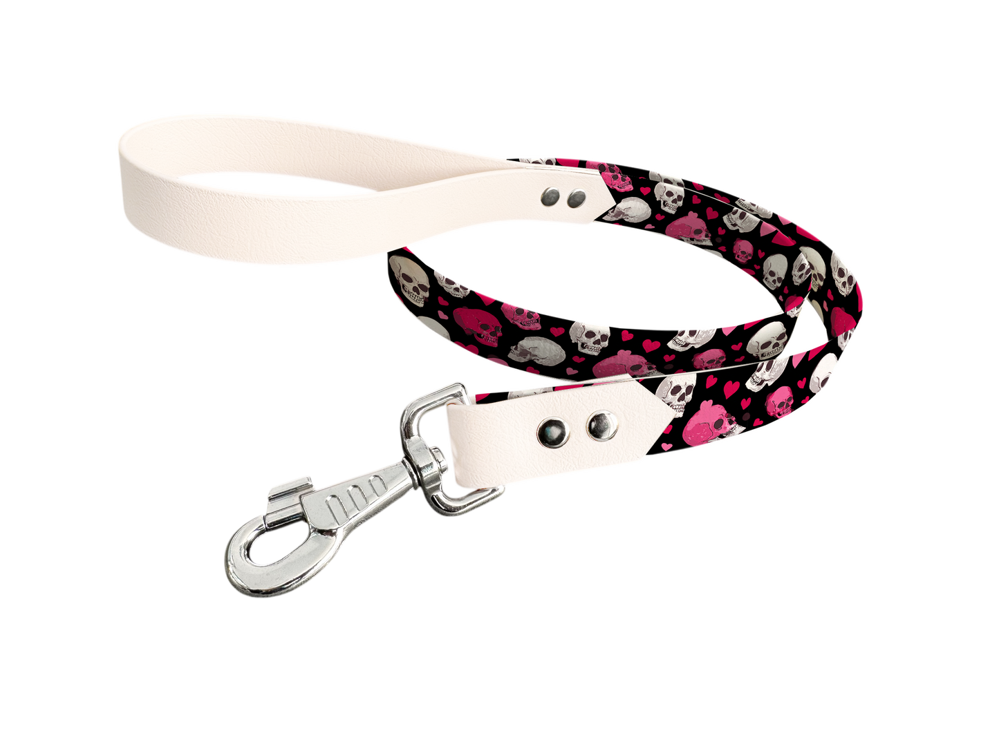 Laisse bicolore en BioThane® avec longe imprimée – Collection Saint Valentin- Coloris au choix