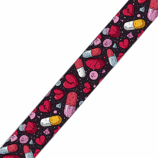 BioThane imprimé – Motif cœurs brisés & gélules