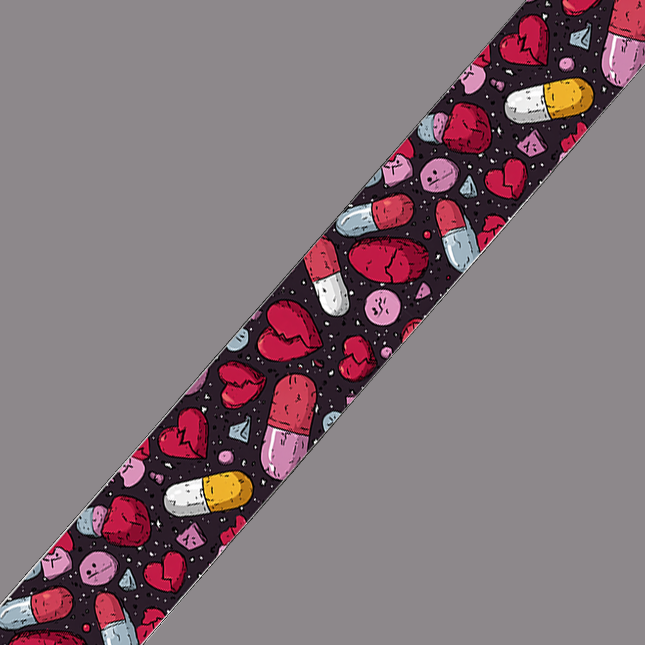 BioThane imprimé – Motif cœurs brisés & gélules