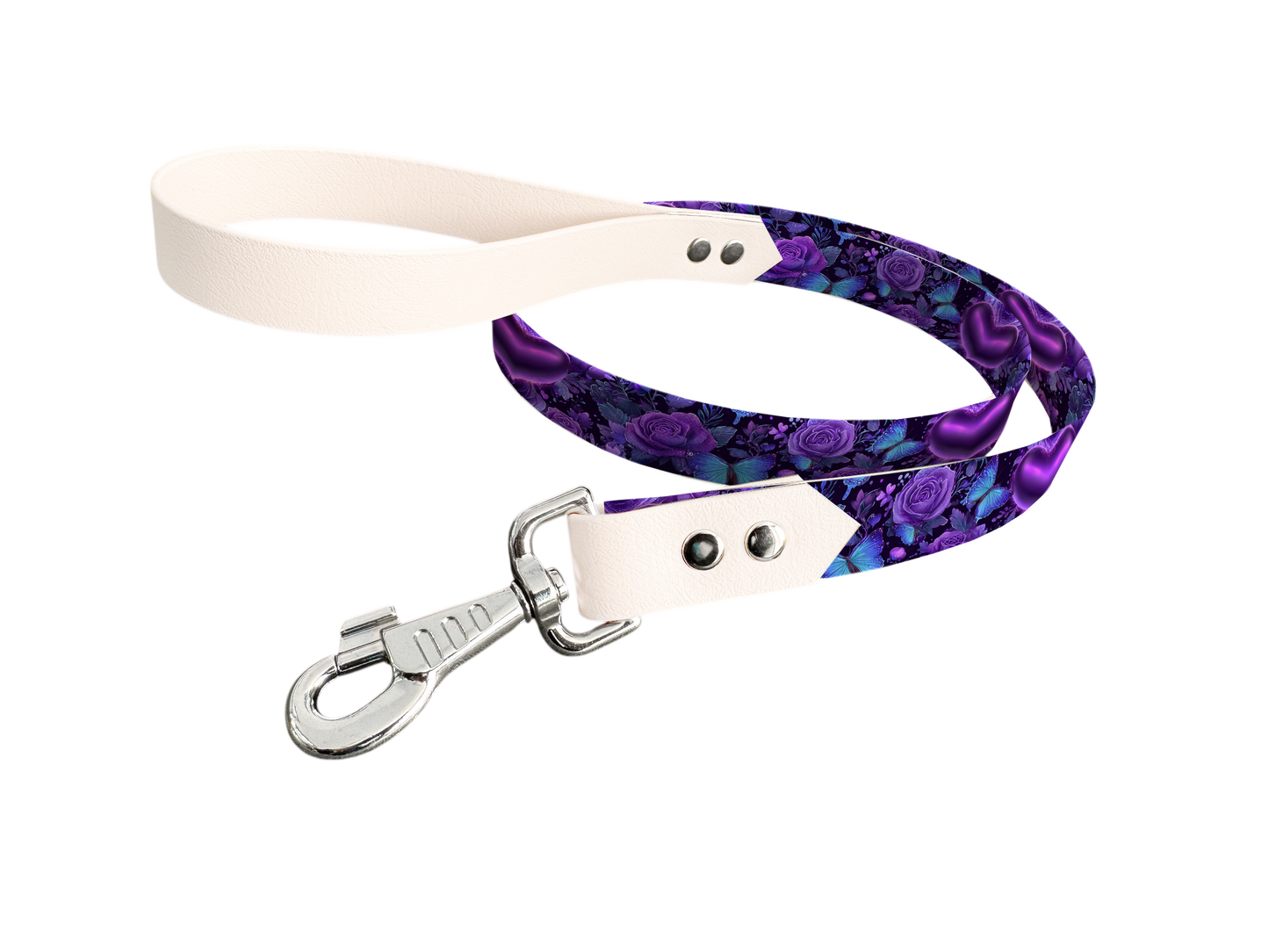 Laisse bicolore en BioThane® avec longe imprimée – Collection Saint Valentin- Coloris au choix