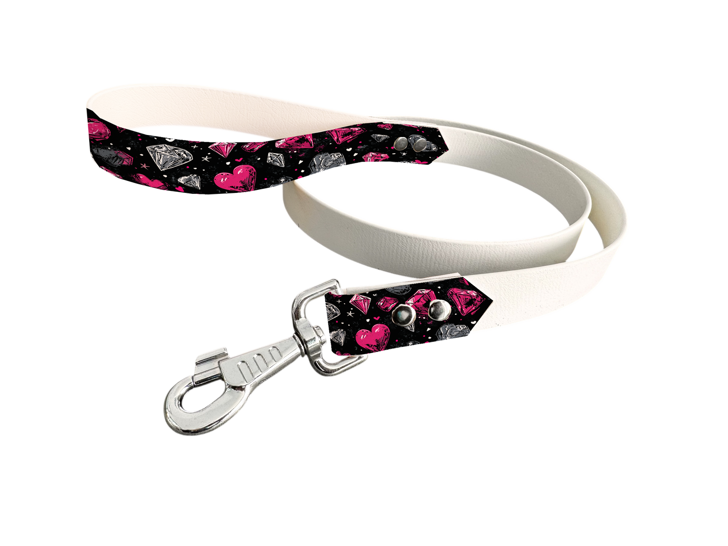 Laisse bicolore en BioThane® avec poignée imprimée – Collection Saint Valentin- Coloris au choix