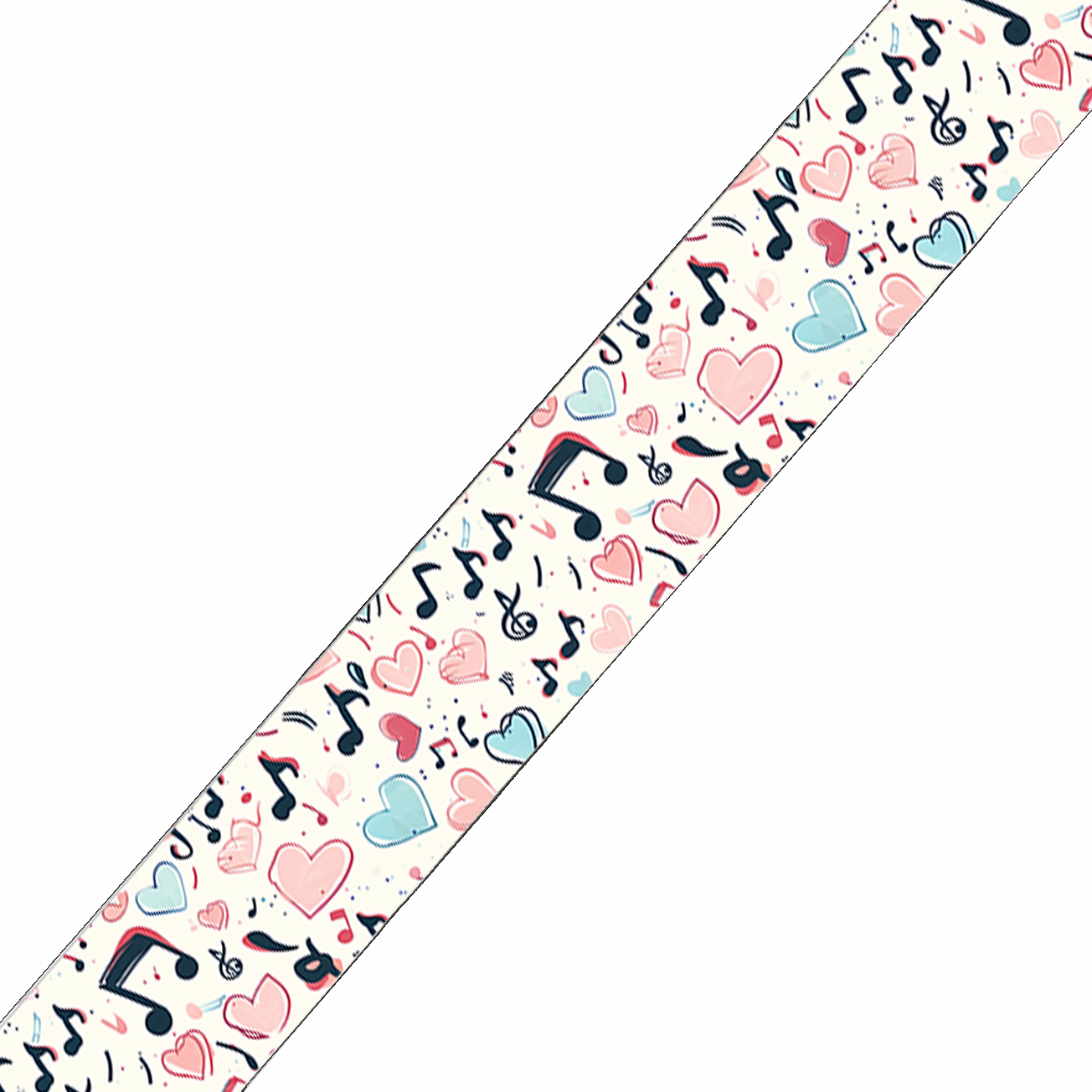 BioThane imprimé – Cœurs & notes de musique pastel