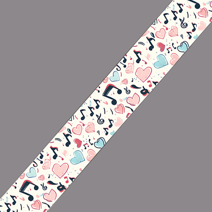 BioThane imprimé – Cœurs & notes de musique pastel