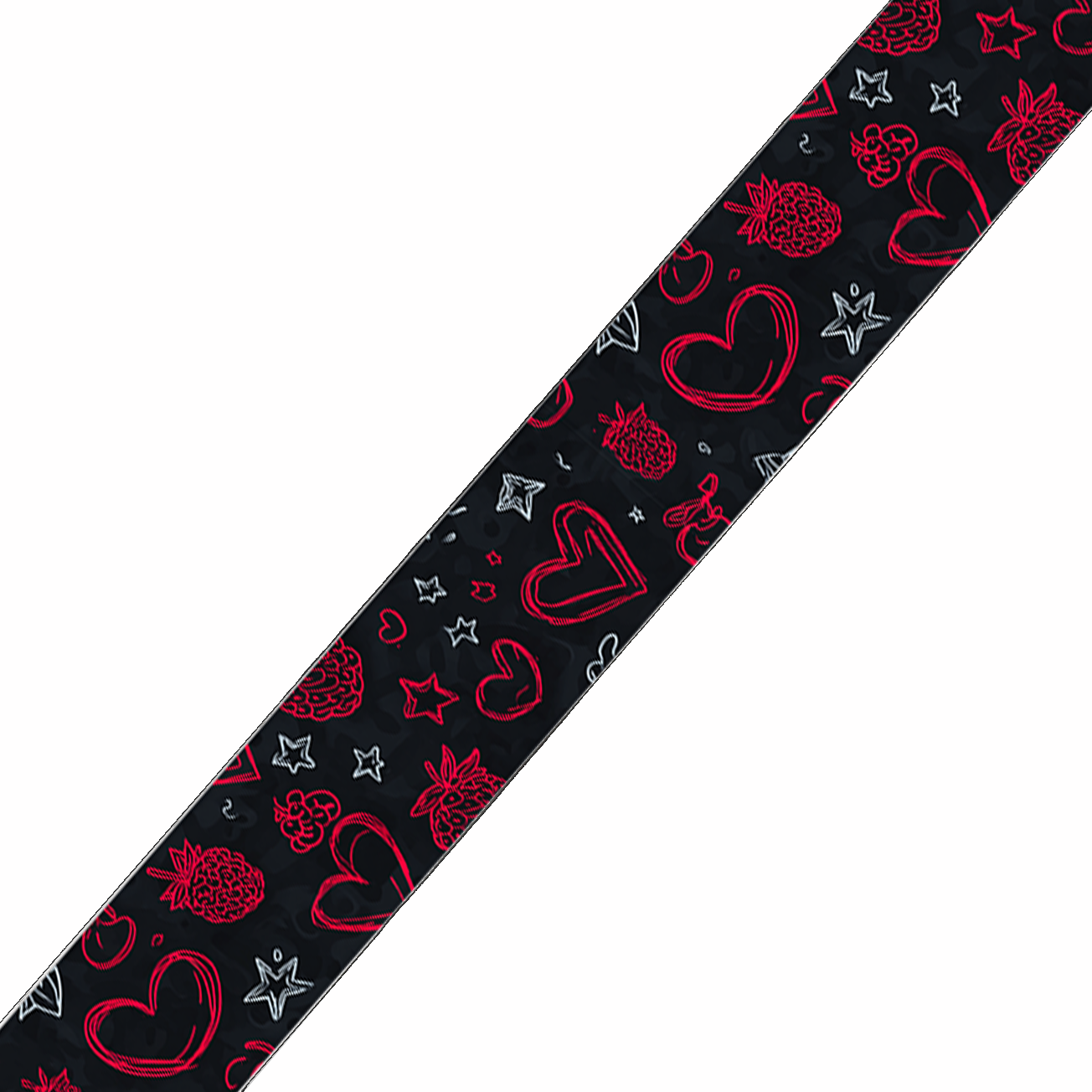 BioThane imprimé – Cœurs graphiques rouges sur fond noir