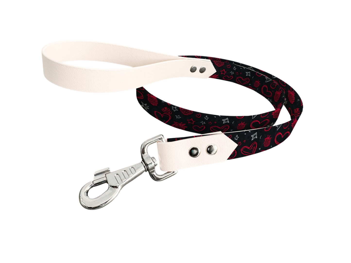 Laisse bicolore en BioThane® avec longe imprimée – Collection Saint Valentin- Coloris au choix