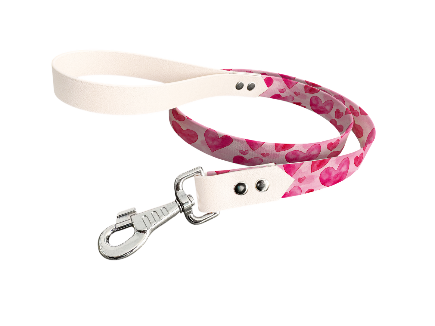 Laisse bicolore en BioThane® avec longe imprimée – Collection Saint Valentin- Coloris au choix