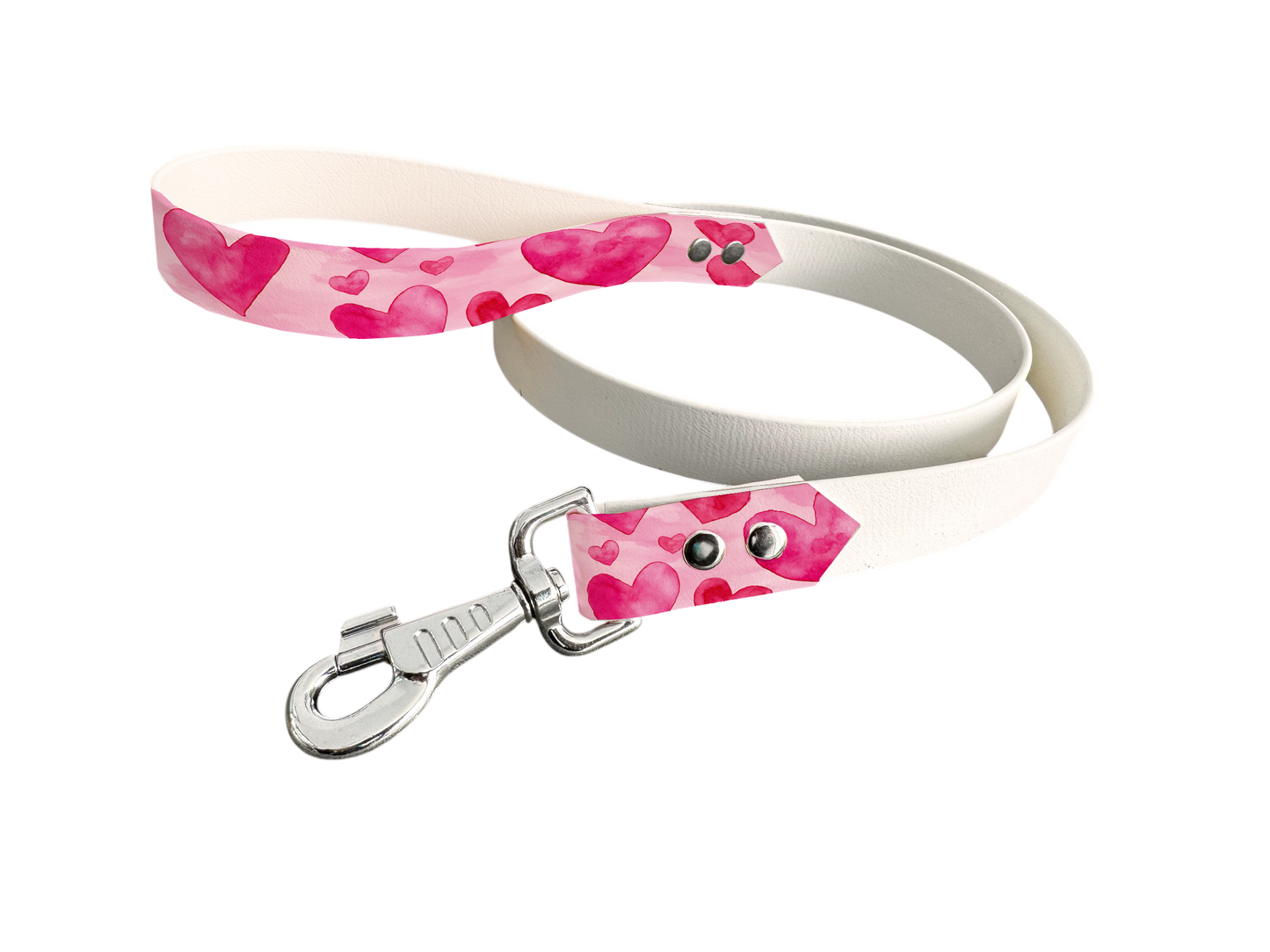 Laisse bicolore en BioThane® avec poignée imprimée – Collection Saint Valentin- Coloris au choix