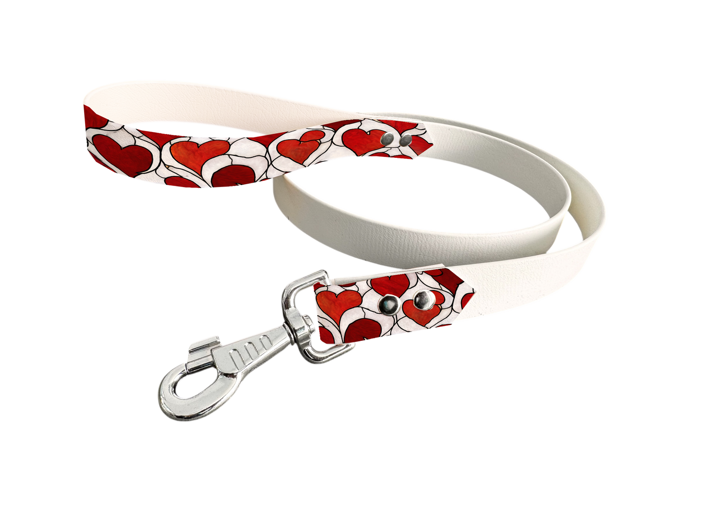 Laisse bicolore en BioThane® avec poignée imprimée – Collection Saint Valentin- Coloris au choix